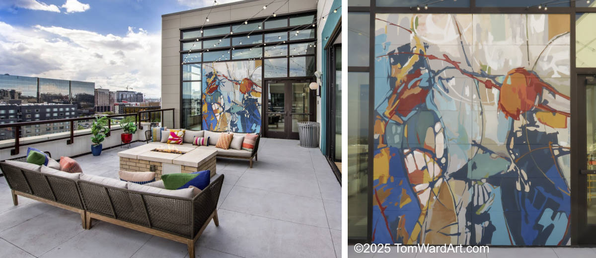 abstract apartment mural aspire apatment design 7th and grant Denver Rino mural district, Colorado art